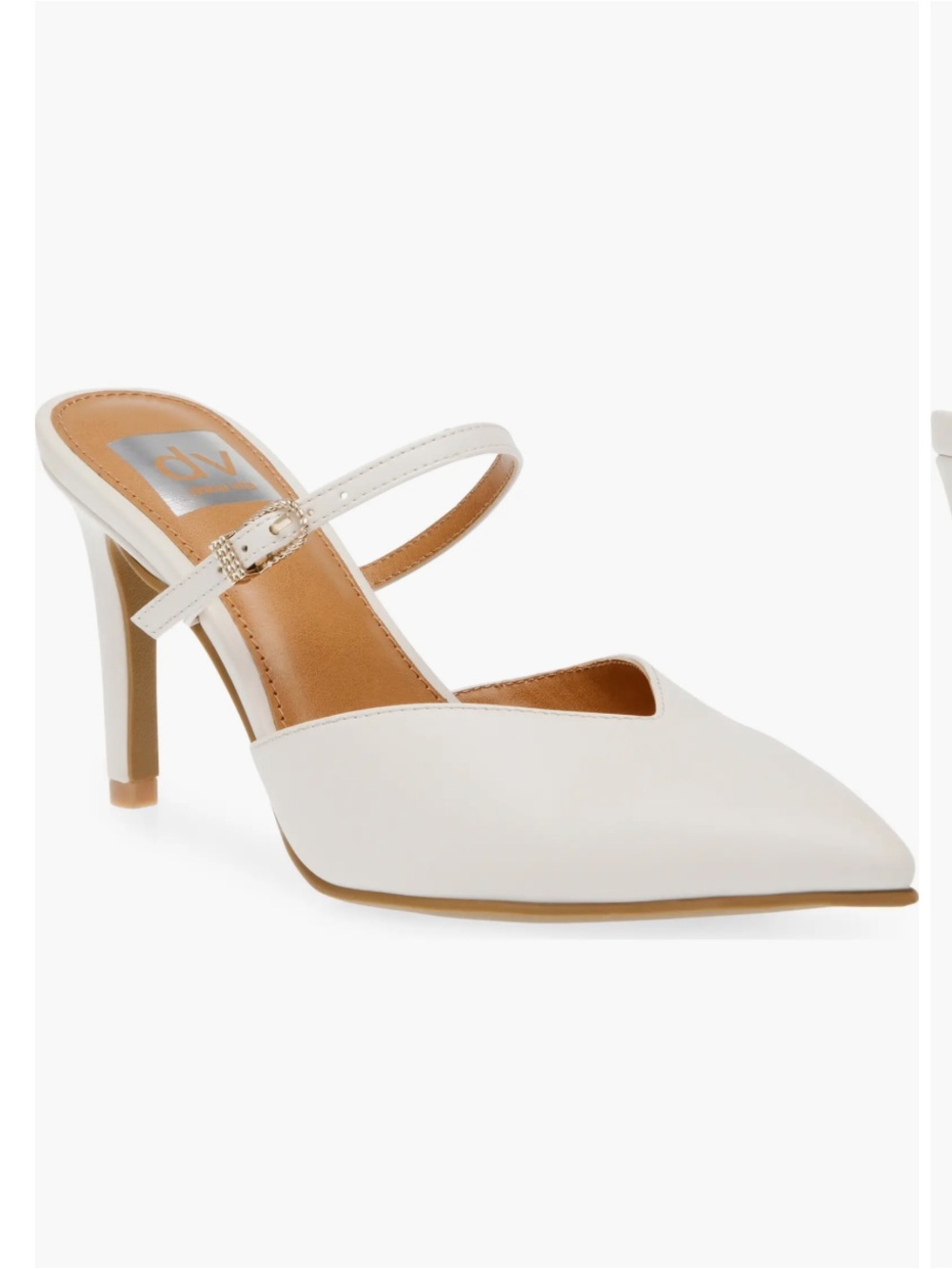 DV by Dolce Vita White Pointed-Strap Mule Heels